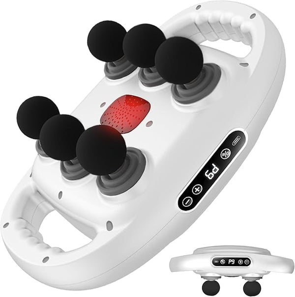 Massage Gun with 6 Heads, 9 Modes & Adjustable Speeds – Deep Tissue Muscle Massager for Back, Neck & Full Body, Rechargeable & Portable
